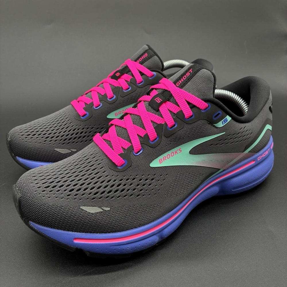 Brooks Ghost 15 Running Shoes Women's 7 Black Blue Aruba 1203801B079
